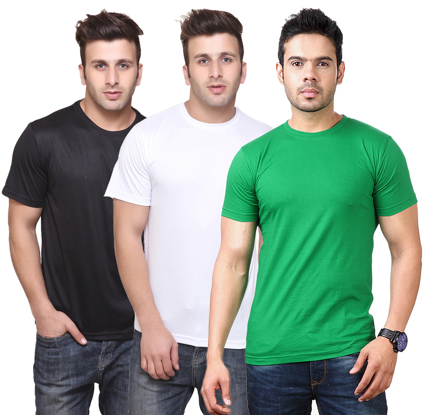 Ketex Round Neck Men's Polyester Blend Dri Fit T-Shirts (Pack of 3)