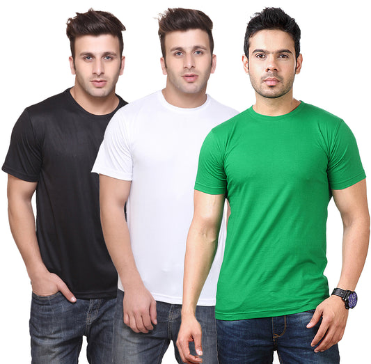 Ketex Round Neck Men's Polyester Blend Dri Fit T-Shirts (Pack of 3)