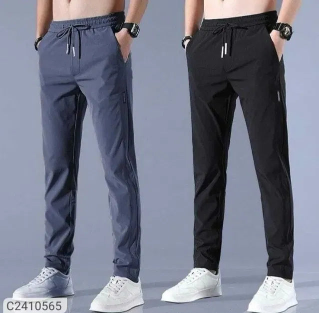 DM Buy1 Get 1 Free PREMIUM MEN'S HIGH STRETCH SKINNY LYCRA PANTS(Black & Gray)